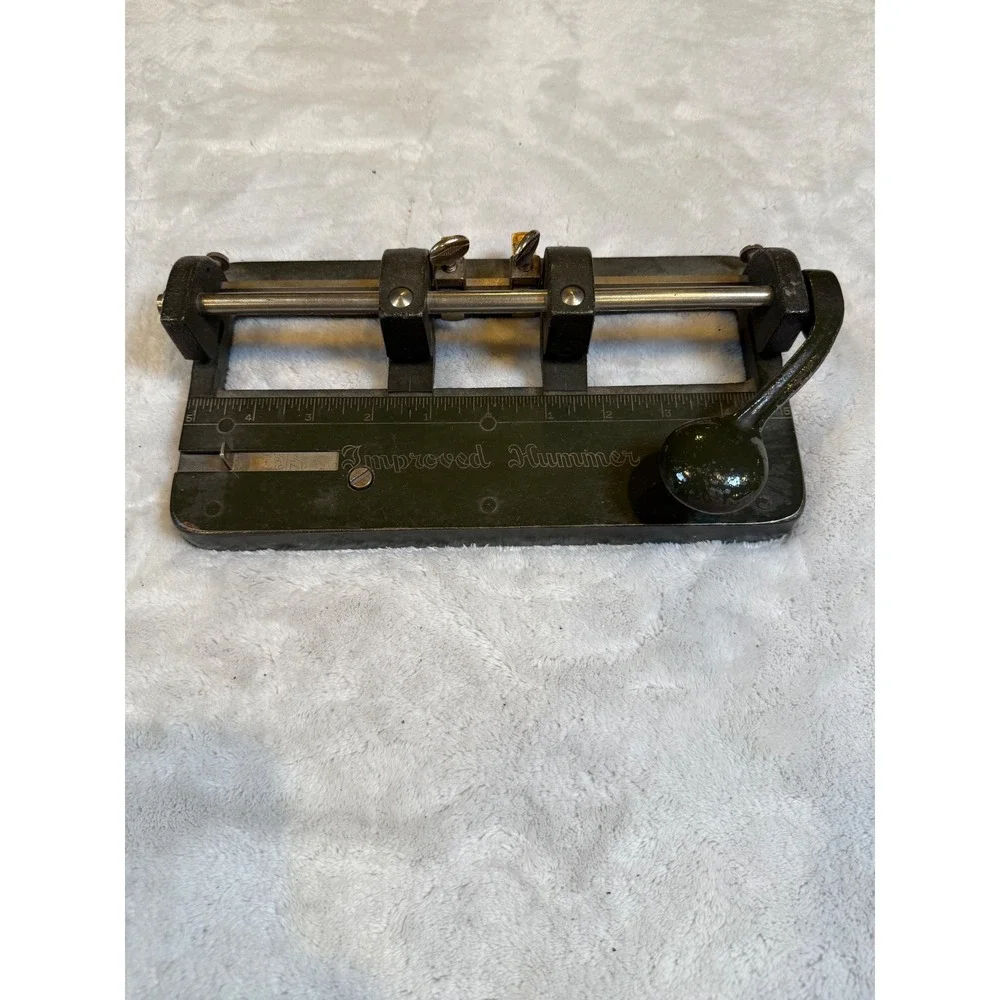 Vintage Wilson-Jones Improved Hummer 3 Hole Paper Punch Industrial Cast Iron USA